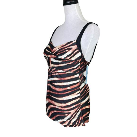 Antonio Melani NWT Tiger Animal Print Underwire Cut Out Tankini Swimsuit Top - Picture 2 of 13